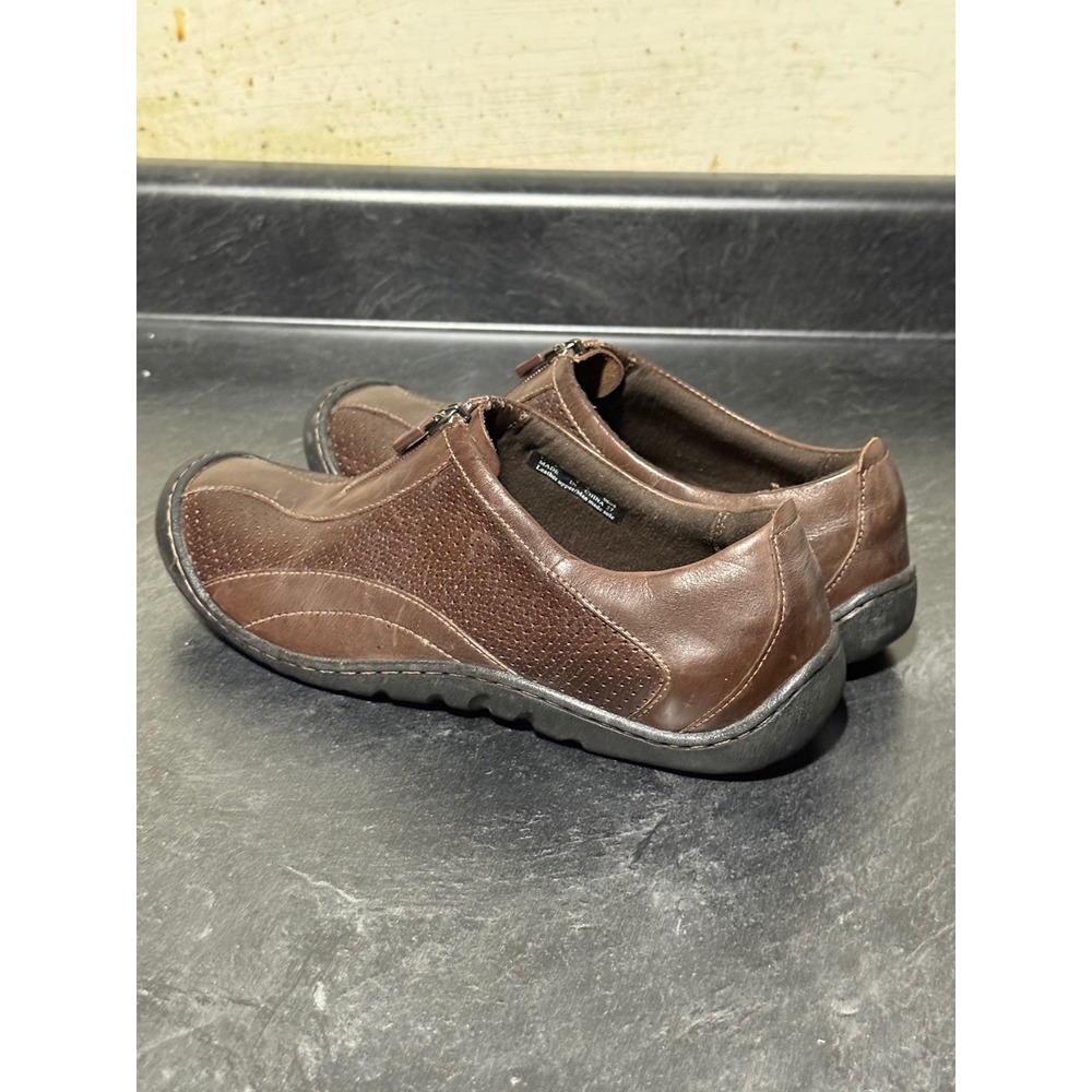 Clarks Springers Brown Leather Front Zip Loafers Womens 7.5M 79613 Casual Shoes - Picture 5 of 8
